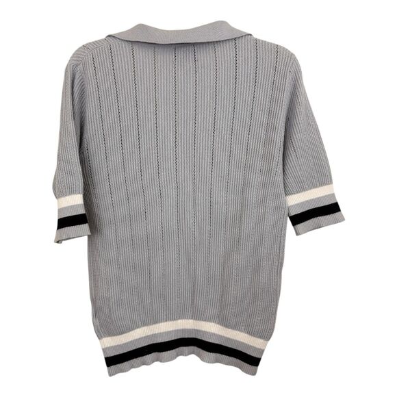 ANR+ ALP N ROCK Collared Sweater Women’s Sz Medium Short Sleeves Gray Cotton - Picture 2 of 9